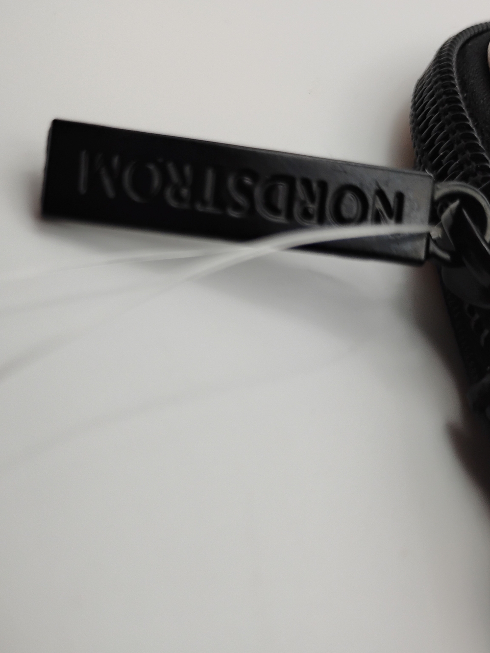 Nordstrom Black & White Striped Cosmetic Bag with Red Floral Patch Brand New - Picture 6 of 6